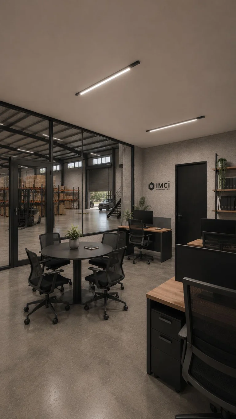 Render de bodega industrial en Umán, Yucatán: oficinas